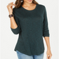 Blusa feminina de manga comprida e decote redondo, estilo &amp; co, verde, tamanho extrapequeno
