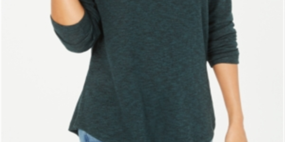 Blusa feminina de manga comprida e decote redondo, estilo &amp; co, verde, tamanho extrapequeno