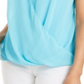 JM Collection Top drapeado sem mangas com tachas, azul, tamanho grande
