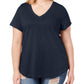Camiseta feminina plus size gola V estilo &amp; co azul tamanho 0X