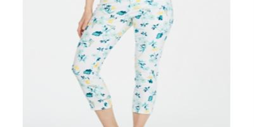 Calça jeans feminina Charter Club Bristol Capri estampada, azul, tamanho 18