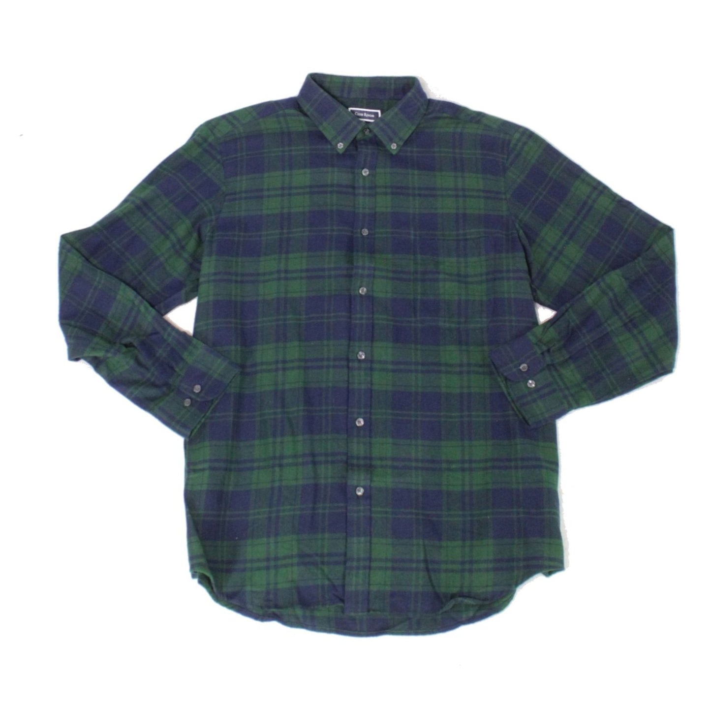 Camisa masculina com estampa xadrez e botões, tamanho pequeno, verde, Club Room