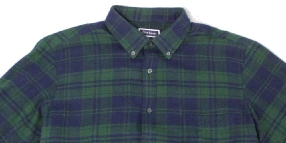 Camisa masculina com estampa xadrez e botões, tamanho pequeno, verde, Club Room