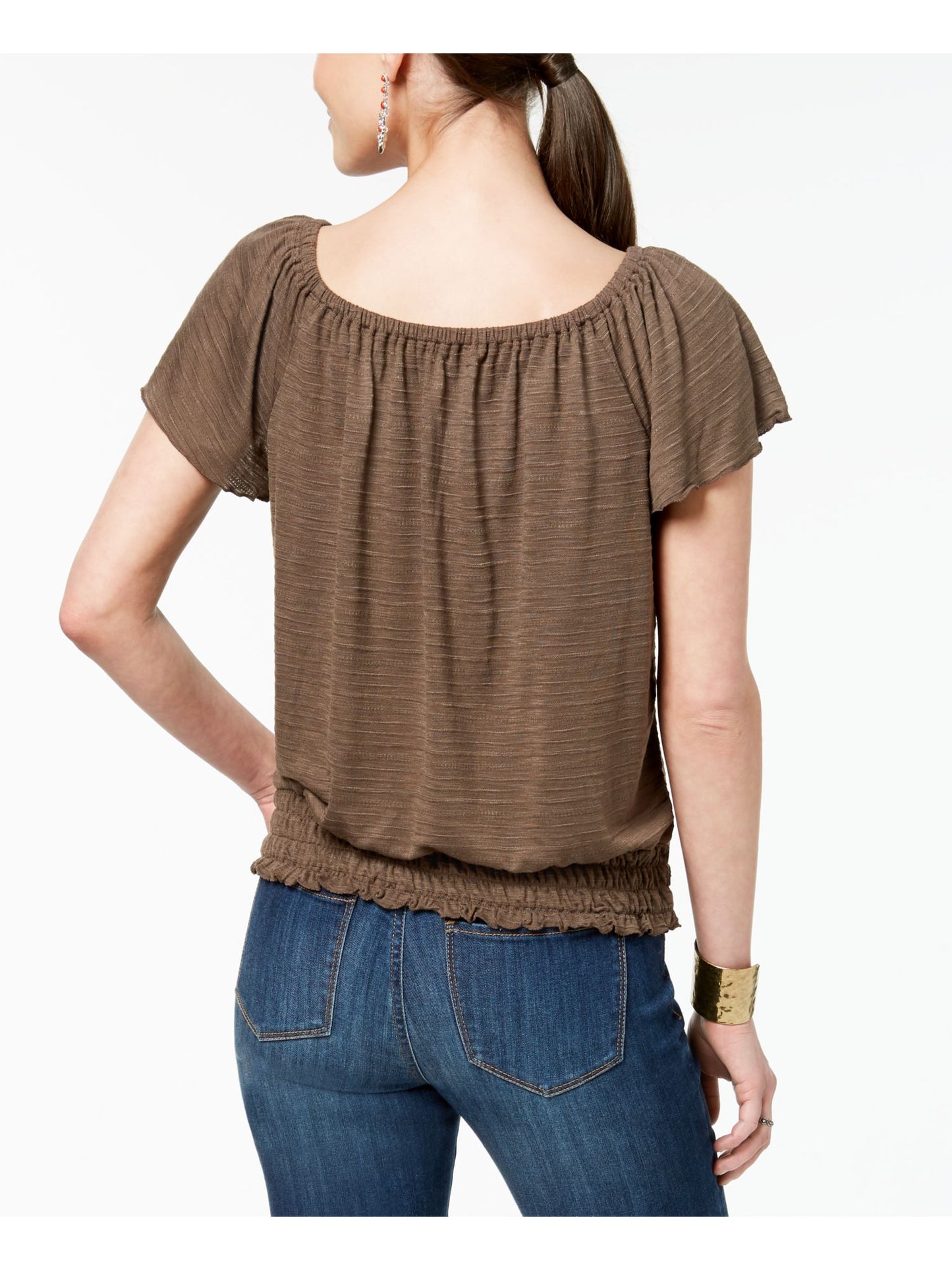 Blusa feminina sem mangas com decote em joia, estilo &amp; co, marrom, tamanho grande