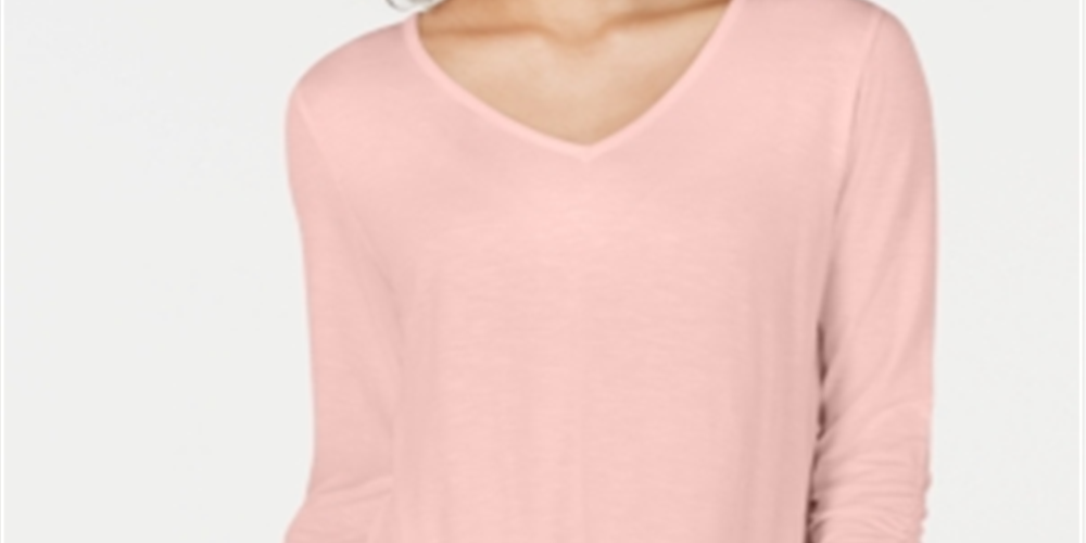 Top feminino de chiffon com decote em V e bainha estilo &amp; co, rosa, tamanho pequeno