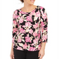JM Collection Blusa texturizada estampada com guirlanda, roxa, tamanho pequeno