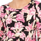 JM Collection Blusa texturizada estampada com guirlanda, roxa, tamanho pequeno