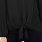 INC International Concepts Top feminino com bainha amarrada, preto, tamanho pequeno e pequeno