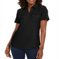 Camisa polo feminina Karen Scott de algodão, preta, tamanho médio