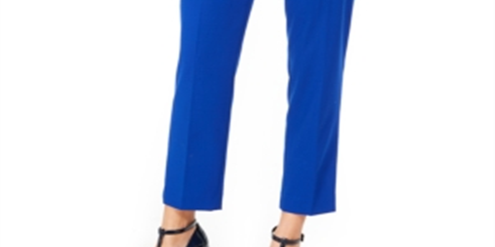 Calça social feminina Calvin Klein reta azul tamanho 10P