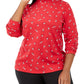 Karen Scott Blusa Feminina Plus com Estampa Glitter e Gola Alta Vermelha Tamanho 0X