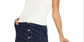 Suéter de cashmere sem mangas feminino Charter Club, branco, tamanho extragrande