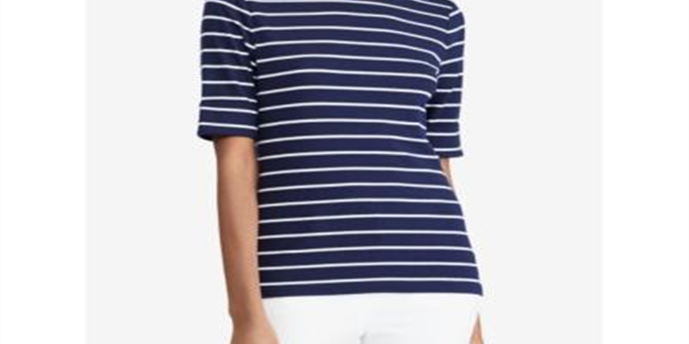 Blusa Ralph Lauren Feminina Stretch com Decote Canoa Azul Tamanho GG