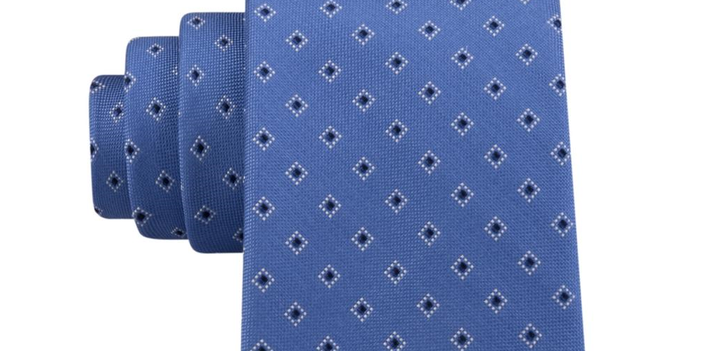 Gravata profissional de seda pura bicolor masculina Michael Kors, azul, tamanho regular