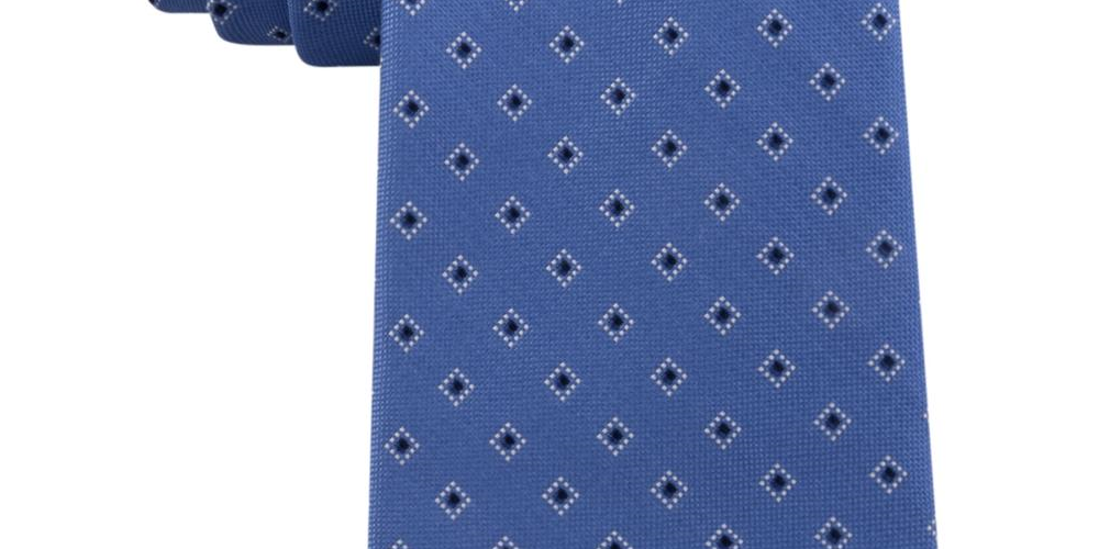 Gravata profissional de seda pura bicolor masculina Michael Kors, azul, tamanho regular