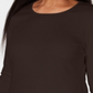 Blusa feminina Karen Scott com decote redondo e acabamento em cetim, marrom, tamanho grande