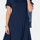Vestido rodado feminino estilo &amp; co com manga amarrada, azul, tamanho pequeno
