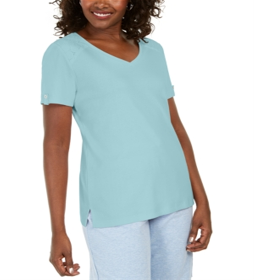 Karen Scott Blusa Feminina Gola V Ombros Abertos Azul Tamanho X-S