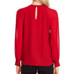 Vince Camuto Top feminino com manga transparente e detalhes em vermelho, tamanho extragrande