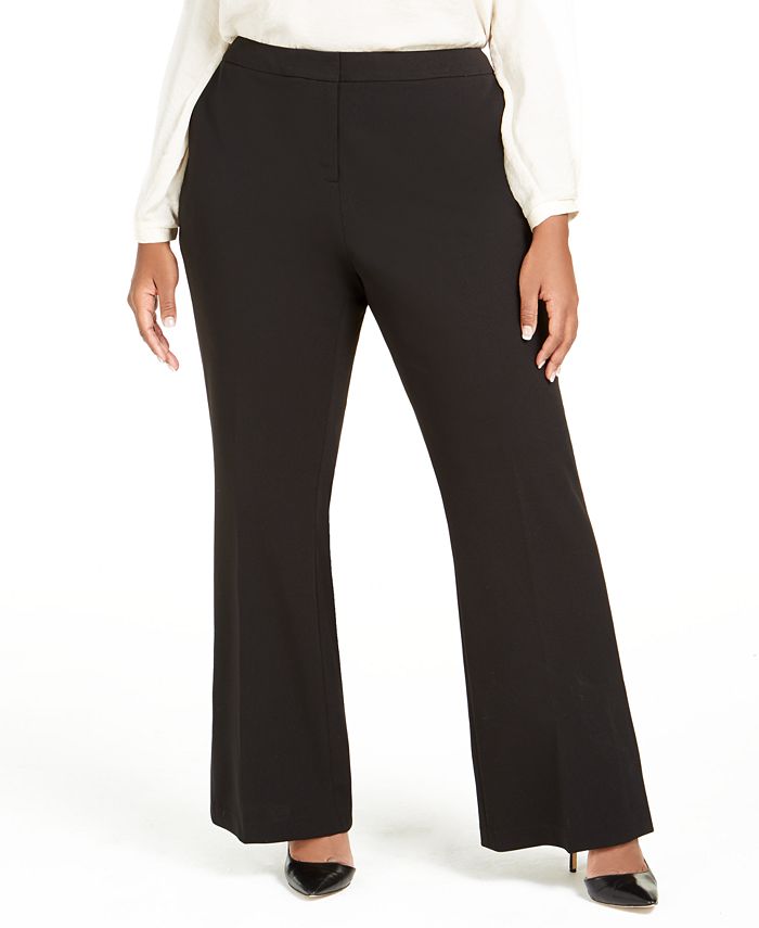 Calça feminina Calvin Klein com fenda larga, preta, tamanho 16W
