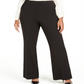 Calça feminina Calvin Klein com fenda larga, preta, tamanho 16W