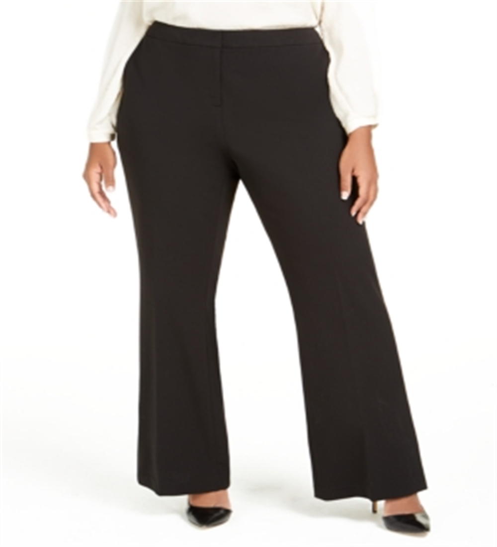 Calça feminina Calvin Klein com fenda larga, preta, tamanho 16W