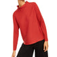 Eileen Fisher Suéter Feminino Manga Longa Canelado Vermelho Escuro Tamanho P
