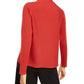 Eileen Fisher Suéter Feminino Manga Longa Canelado Vermelho Escuro Tamanho P