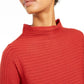 Eileen Fisher Suéter Feminino Manga Longa Canelado Vermelho Escuro Tamanho P