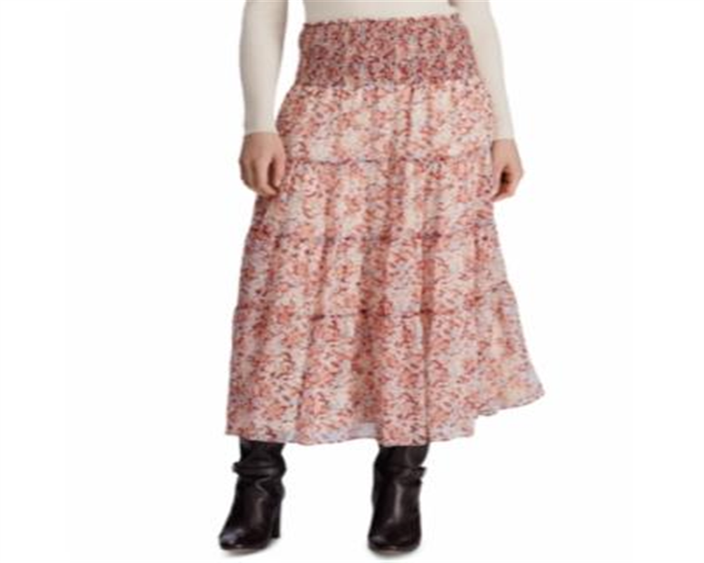 Saia feminina Ralph Lauren Georgette Peasant vermelha tamanho 4 P