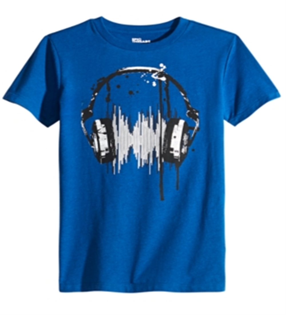 Camiseta Epic Threads Big Boy's Headphones Azul Tamanho Médio