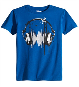 Epic Threads Big Boy's Headphones T-Shirt Blue Size Medium