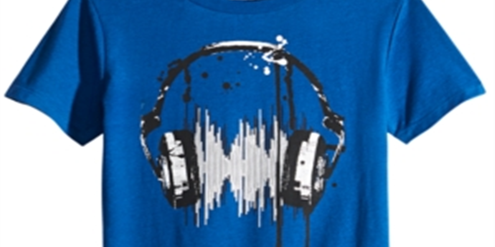 Camiseta Epic Threads Big Boy's Headphones Azul Tamanho Médio