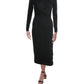 Vestido de coquetel midi com frente torcida Bar III feminino, preto, tamanho pequeno