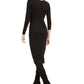 Vestido de coquetel midi com frente torcida Bar III feminino, preto, tamanho pequeno