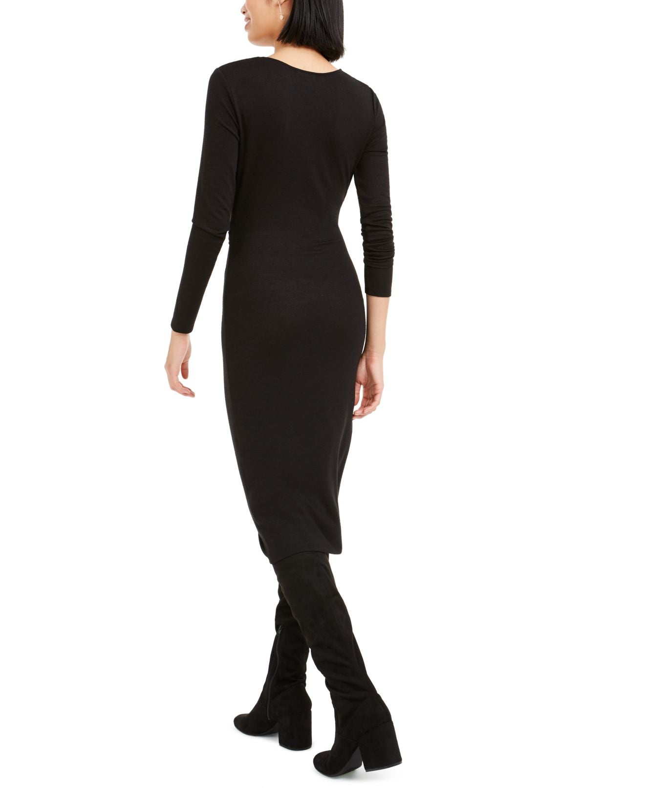 Vestido de coquetel midi com frente torcida Bar III feminino, preto, tamanho pequeno