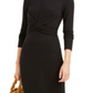 Vestido de coquetel midi com frente torcida Bar III feminino, preto, tamanho pequeno