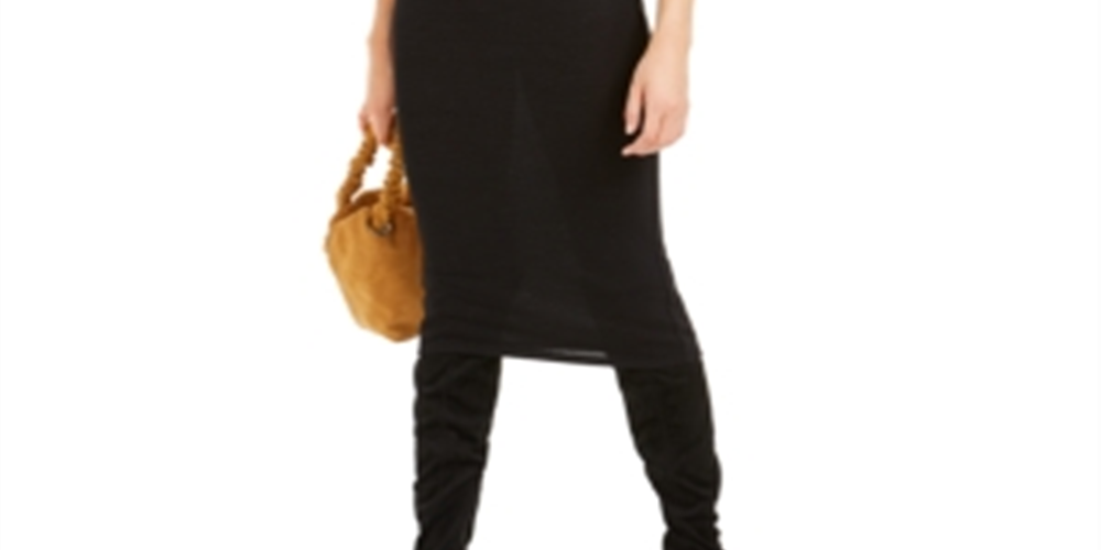 Vestido de coquetel midi com frente torcida Bar III feminino, preto, tamanho pequeno