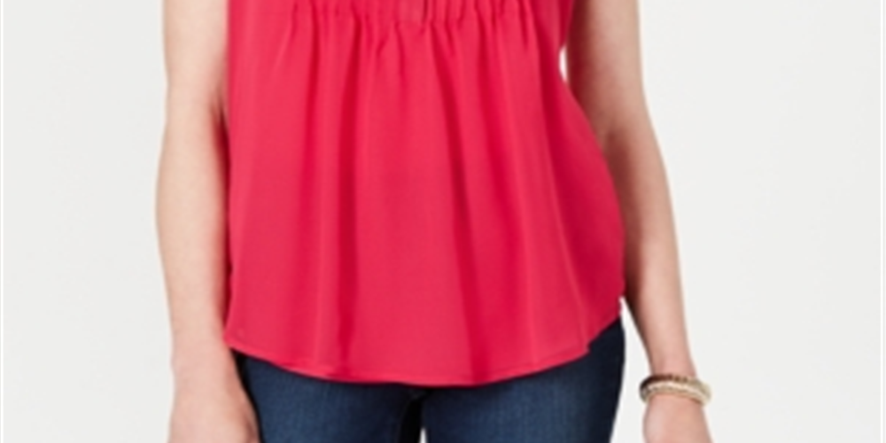 Blusa feminina sem mangas Charter Club Pintuck rosa tamanho médio