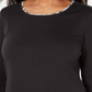 Karen Scott Blusa feminina lisa e xadrez, preta, tamanho XS