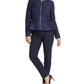 Jaqueta feminina DKNY com zíper, azul, tamanho 10, pequena