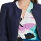 Jaqueta feminina DKNY com zíper, azul, tamanho 10, pequena