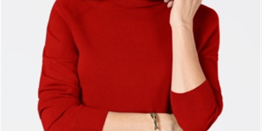 Karen Scott Suéter feminino de gola alta vermelho tamanho XX-G