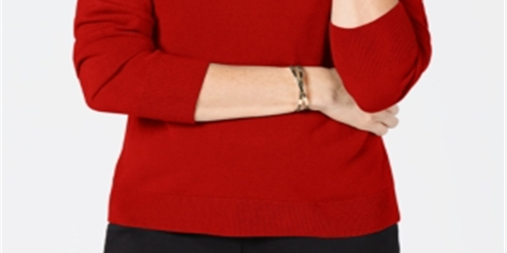 Karen Scott Suéter feminino de gola alta vermelho tamanho XX-G