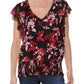 Blusa transparente floral feminina INC International Concepts, preta, tamanho pequeno