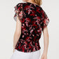 Blusa transparente floral feminina INC International Concepts, preta, tamanho pequeno