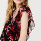 Blusa transparente floral feminina INC International Concepts, preta, tamanho pequeno