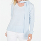 Karen Scott Suéter Feminino Embelezado com Cachecol Azul Tamanho Pequeno Médio