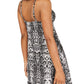 Vestido casual estampado feminino Planet Gold com sobrepeliz, preto/branco, tamanho M