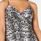 Vestido casual estampado feminino Planet Gold com sobrepeliz, preto/branco, tamanho M